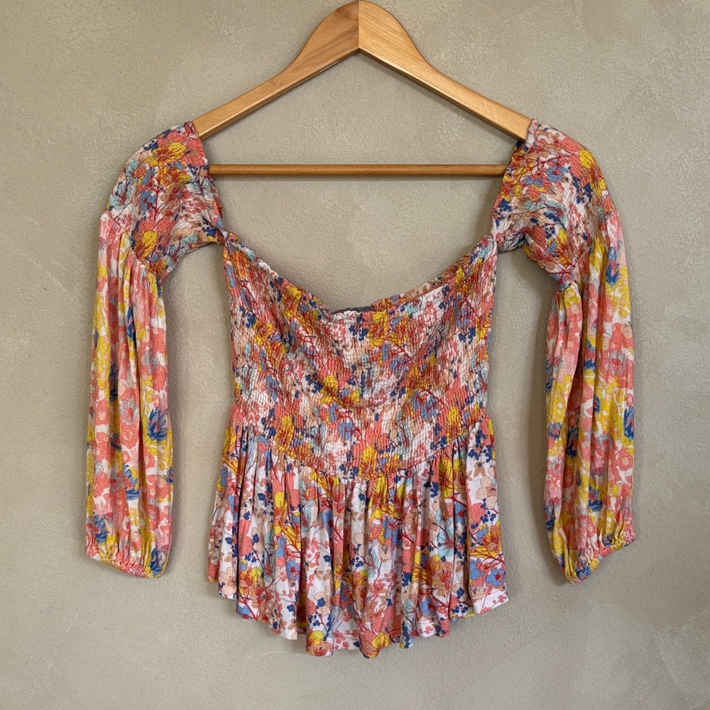 NWT Anthropologie floral Roslyn smocked top